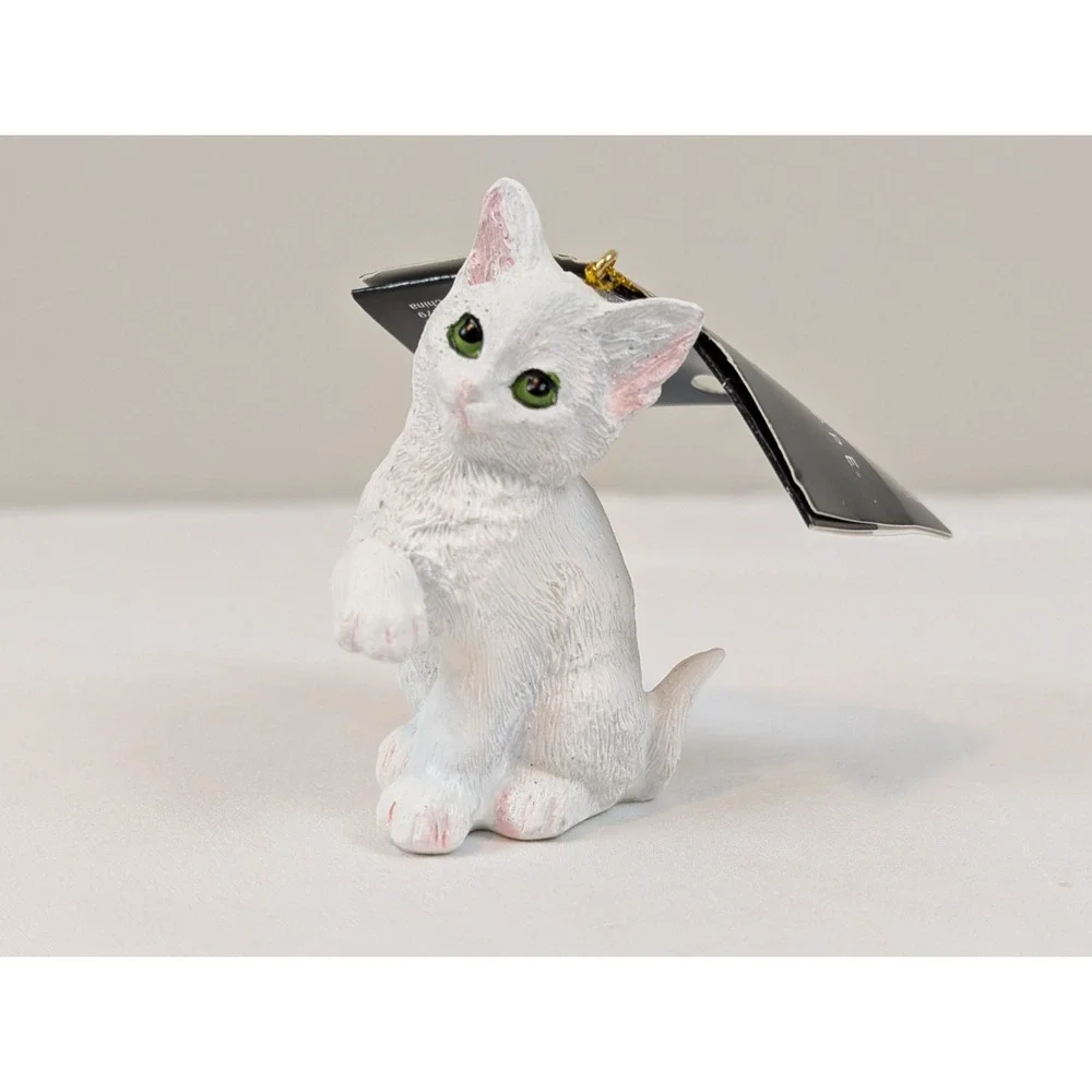 The Christmas Shop White Cute Kitten Ornament, 3
